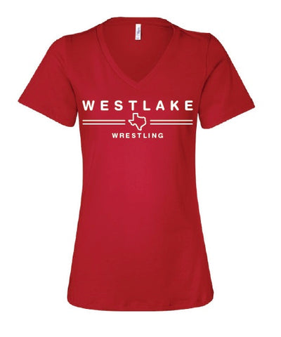 Wrestling Ladies V Neck tee -3 color options